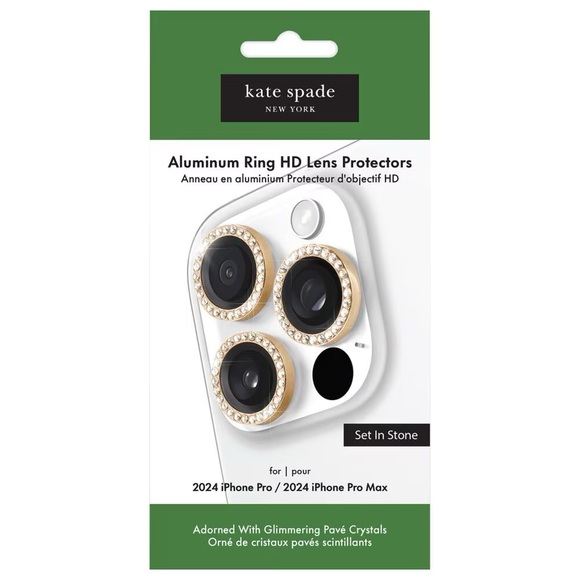 Kate Spade Aluminum Ring Lens Protectors For iPhone Pro Max - Set In Stone Gold - Picture 2 of 2
